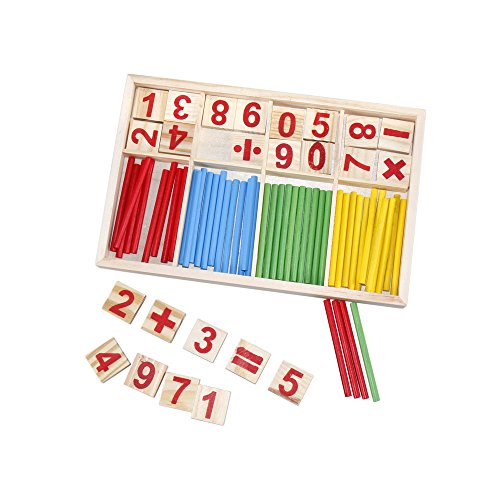 Alytimes Counting Stick Calculation Math Educational Toy, Wooden Number Cards And Counting Rods Box #TOP4