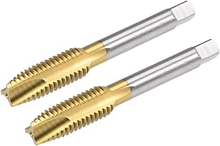 uxcell Spiral Point Plug Threading Tap UNC 1/2-13 Thread, Ground Threads H2 3 Flutes, High Speed Steel HSS 6542, Titanium Coated, Round Shank with Square End, 2pcs
