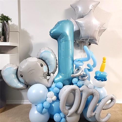 Image of 4 Balloons Number, 40 Inch Large Light Blue Number 4 Balloon, Baby Blue Foil Self Inflating Helium for Boys Kids 40th 15th Age Birthday Party Decorations Anniversary Party Decoration Supplies
