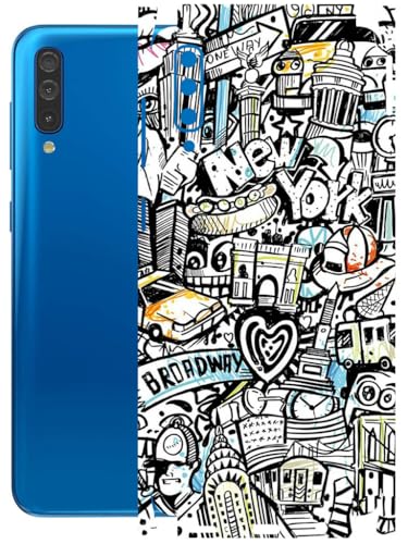 Image of AtOdds - Full Body Back Screen Guard Protector Film - Lamination Wrap Skin Sticker Compatible with Samsung Galaxy A50 | Scratchproof Matte Finish (Graffiti 26)