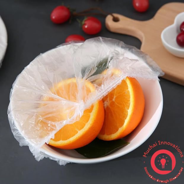 Muchai InnovationsElastic Clear Food Storage Cover, Transparent Reusable Stretch Plastic Wrap Bowl Covers Flexible Alternative to Foil for Family Outdoor Picnic (100)