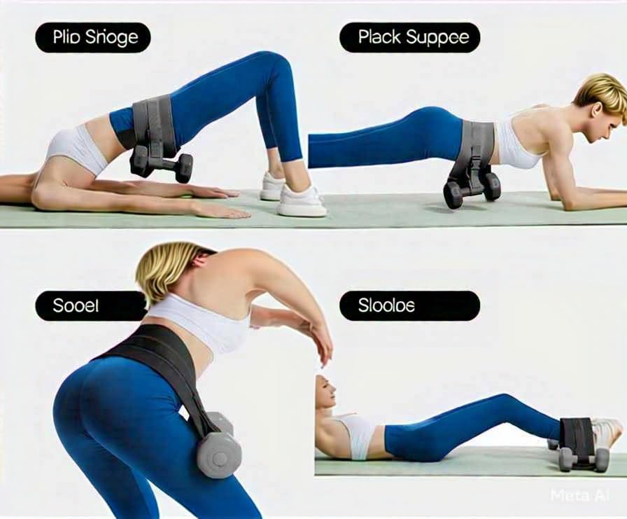 Miniatura 7 de Cinturón de empuje de cadera para entrenamiento de glúteos, cinturón SAB 360 Design con velcro fuerte y acolchado, correa de empuje portátil para