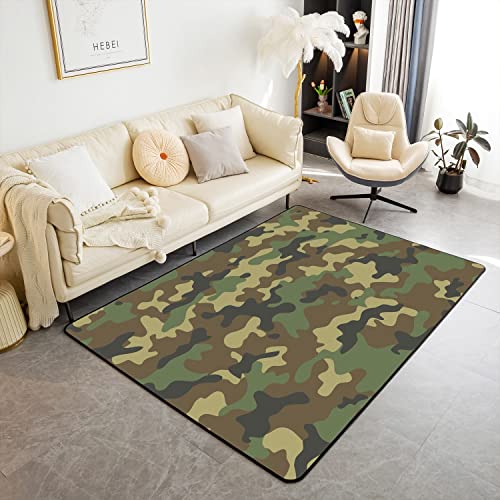 Loussiesd Camouflage Kinder Wohnzimmer Teppiche Camo Dekor Teppich Raum Dekor Militärstil Akzent...