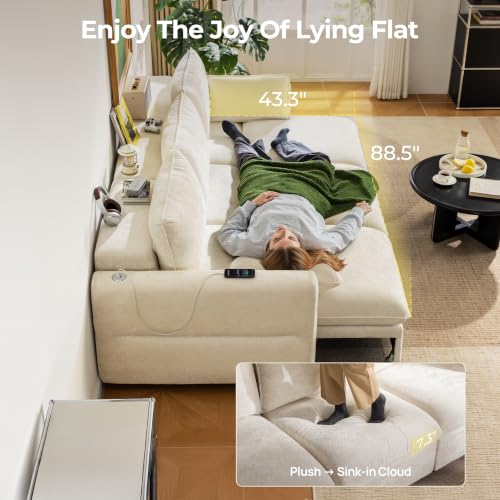 Image of 103 inch Electric Pull Out Sleeper Sofa Bed, 2in1 Power Extendable Couch Bed
