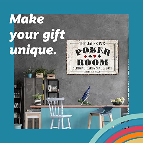 Personalized Vintage Distressed Look Poker Room Metal Room Sign (8X12 Inches) #TOP1