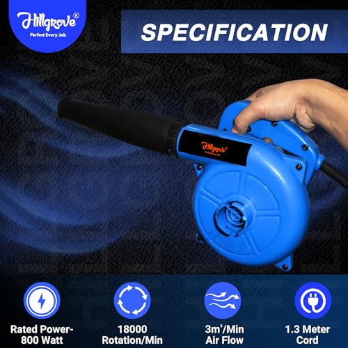 Image of Hillgrove BlueElectric Air Blower and Suction Dust Cleaner for AC /Computer /Home with Air Blower Machine Gun Dust Cleaning Forward Curved Air Blower (Corded Vacuum) (800 Watt)