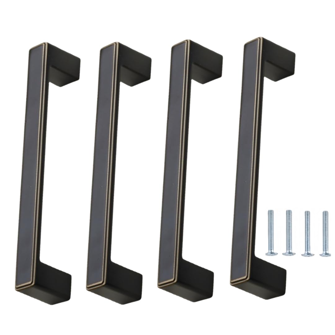 NLQCSXWEP Zinc Alloy Cabinet Bow Handle, Zinc Alloy Cabinet Wardrobe Door Drawer Handle Black Pack of 4(B-128mm Black)