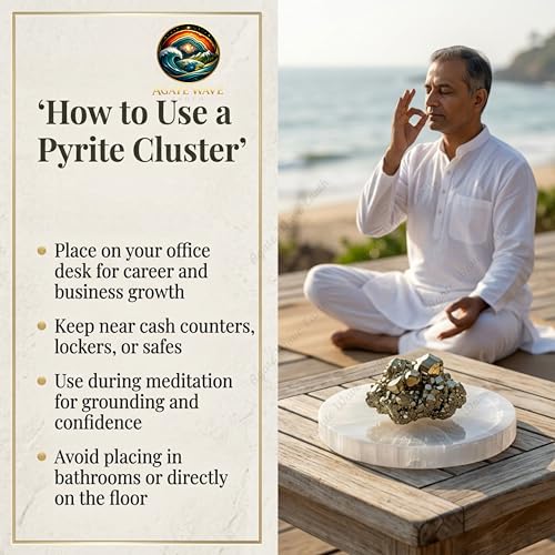 Image of Natural Pyrite Cluster Stone 40-80g | Original Raw Crystal for Money Attraction, Wealth Feng Shui, Vastu Decor & Healing Energy Best Gift (Pyrite Cluster Stone)