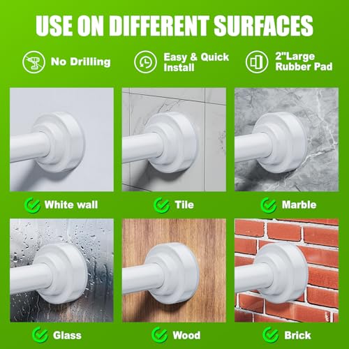 Image of Ausemku Shower Curtain Rod - 32-43 Inch Rustproof Tension Rod, Non-Slip Spring Design, No Drilling Adjustable Curtain Rod for Bathroom, Kitchen, and Closet(White)
