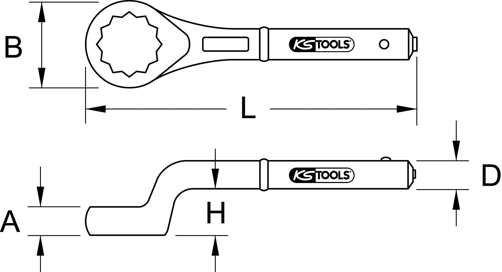 KS Tools 517.9036 Chiave Poligonale Semplice Classic, Piegata, 36 mm