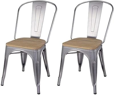 Amazon Com Buschman Set Of Four Gray Metal Indoor Outdoor Stackable Chairs With Back Chairs