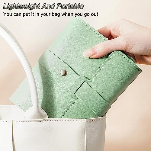Image of LAKE OF FIRE Earring Book Organizer, Portable Foldable Green Leather Travel Earring Case