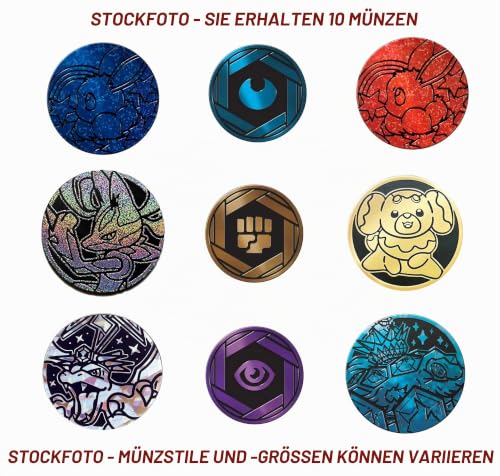 Pokémon - 10 verschiedene Gaming-Münzen - Kunststoff Metallic - Tischzubehör - Keine Duplikate – Ansicht 2