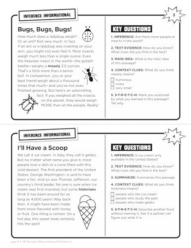 100 Task Cards: Making Inferences: Reproducible Mini-Passages With Key Questions to Boost Reading Comprehension Skills - Image 2