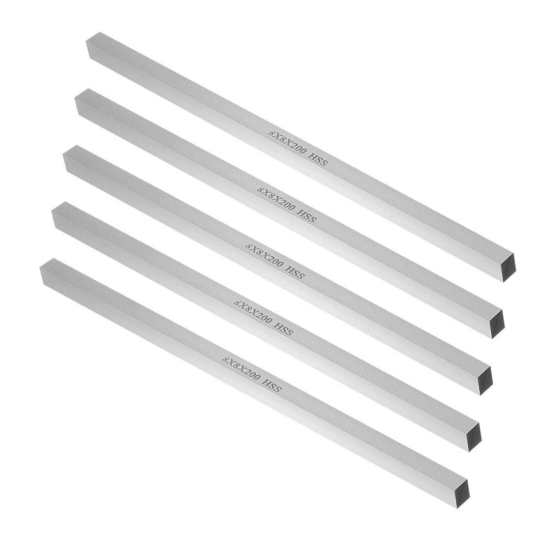 uxcell HSS Lathe Tool Bit 8mm x 8mm x 200mm, Square Lathe Turning Tool Blanks, High Speed Steel Rectangular Fly Cutter Mill Blank, 5pcs