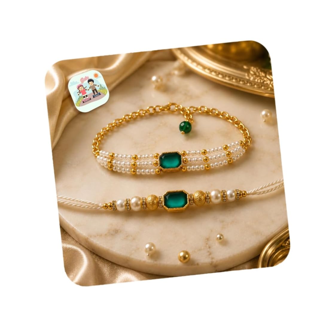CraftVatika Rakhi Set of 2 for Brother and Bhabhi, Designer Bracelet Rakhi for Bhaiya Bhabhi, Rakhis for Rakshabandhan, Premium Rakhi Gift Combo for Bhai, Fridge Magnet with Best Wishes Card Tilak Set-picture-38