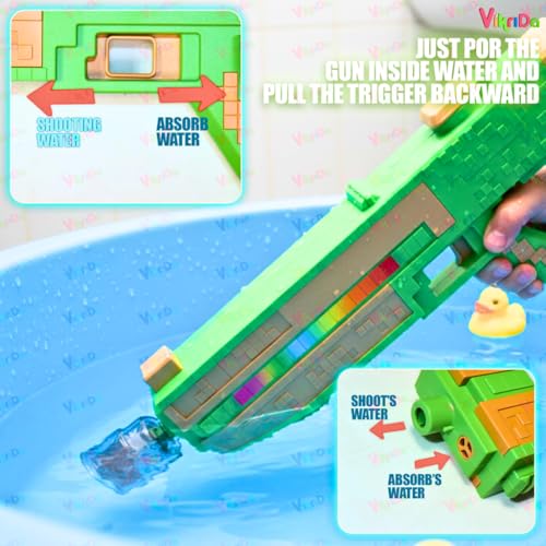 Image of VikriDA Automatic Electric Water Cannon with Continuous Firing & LED Lights Durable Plastic Long-Range Water Blaster for Kids Great for Beach Fun,Poolside Splash Games & Outdoor Summer Activities