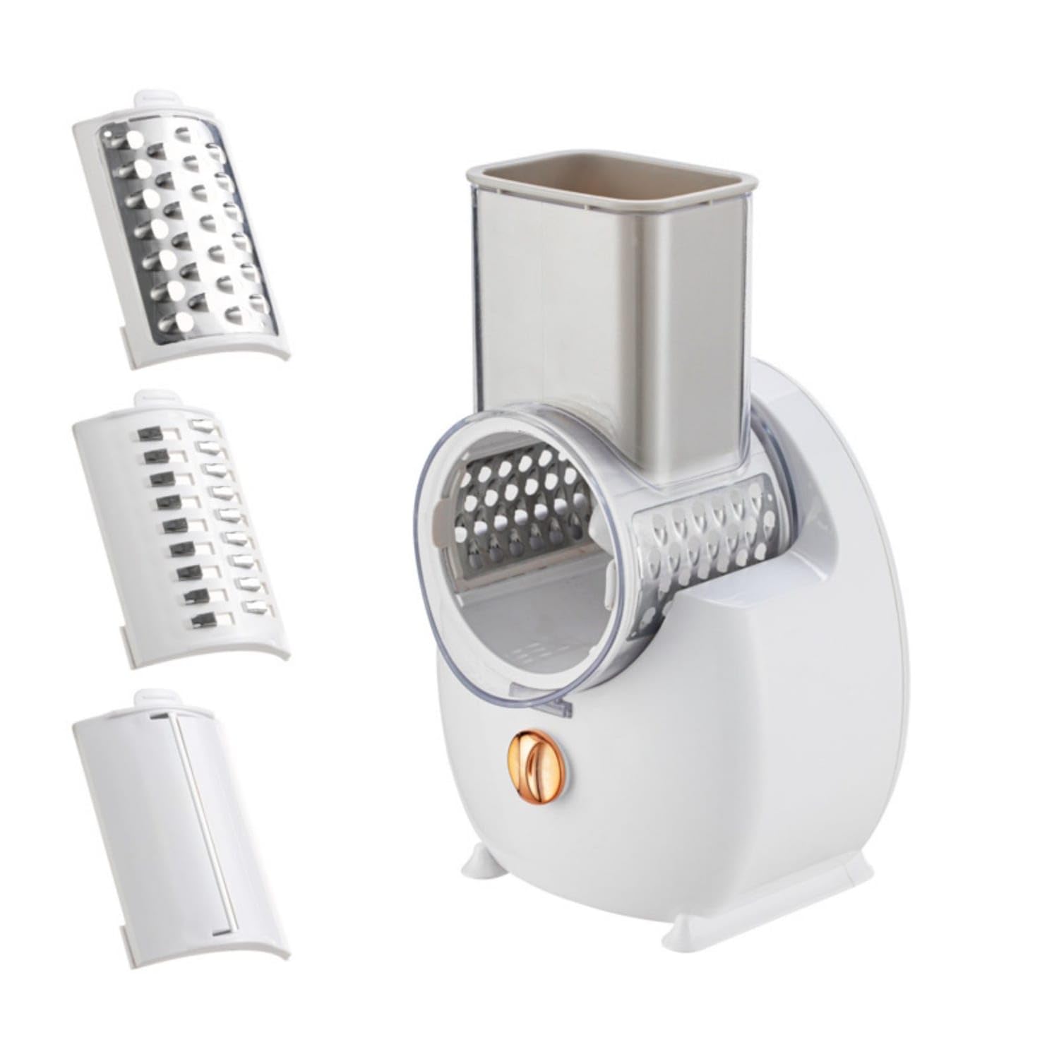 SECRET DESIRE Multifunction Automatic Vegetable Cutter Compact Electric Vegetable Cutter Easy to Clean Food Shredder Stainless Steel Blades, White, Rechargeable-image-36