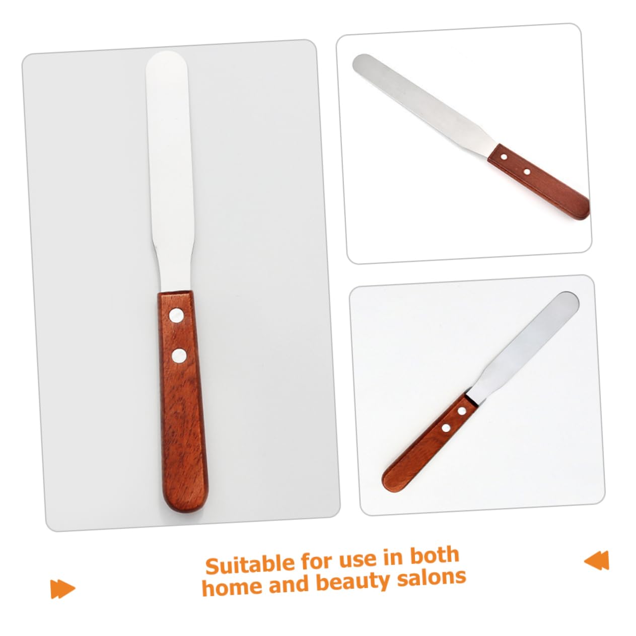 Baluue Hair Waxing Removal Tools Wood Handle Hair Removal Spatula Stainless Steel Easy to Use