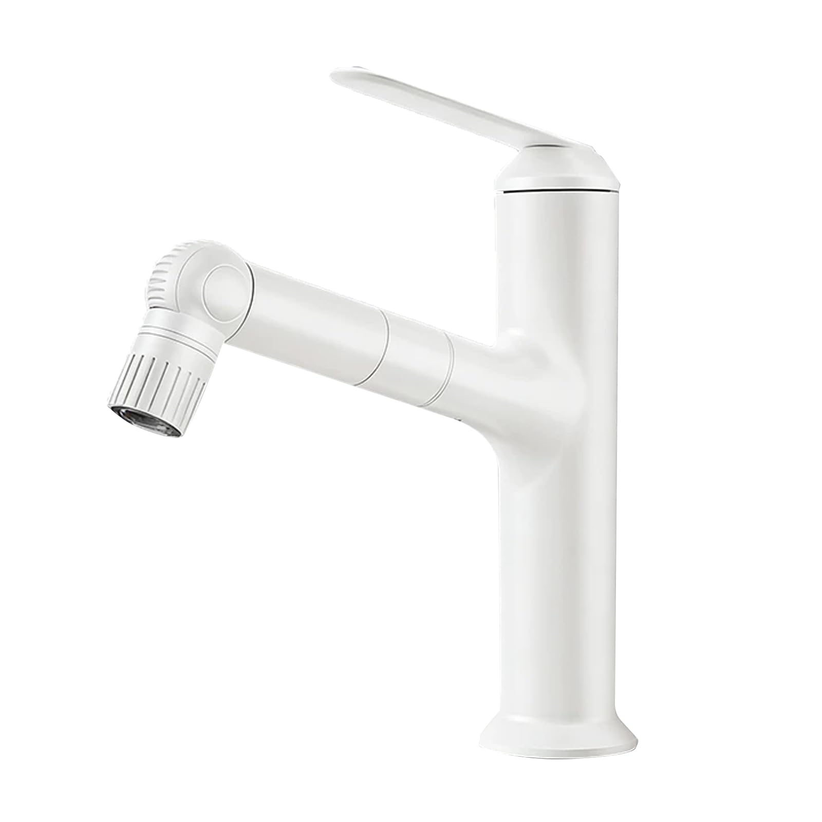 JRUIA Single Handle Grey Bathroom Faucet, Pull Out Kitchen Sink Faucet, Hot And Cold Water Supply, Two Water Outlet Modes,White