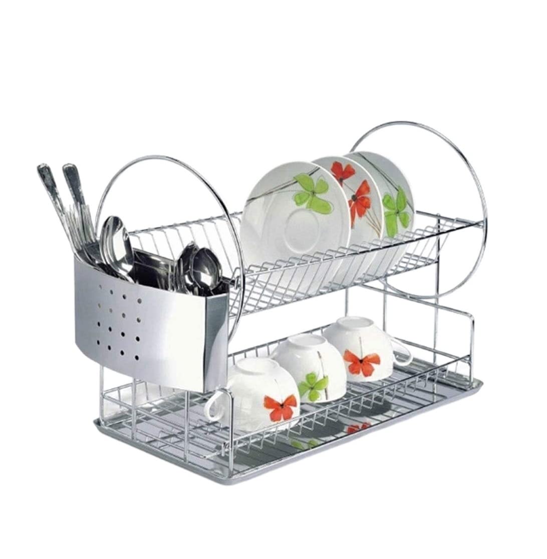 AMYSTY Dish Drainer Rack Dish Rack 2 Tier Dish Rack, Kitchen Dish Drying Rack With Drainboard Dish Drying Rack Drainer Rack