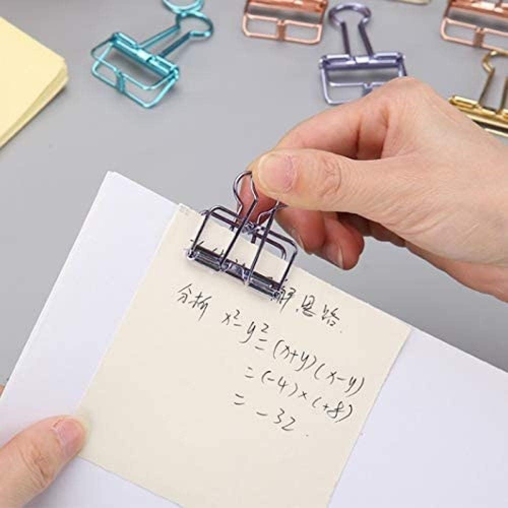 Metallklammern, Binder-Clips, Foldback-Clip, Foldback-Binder, Büroklammern, Scharnier for Fotos, Snacks, Taschen, Heimbürobedarf, 19/32 mm, vierfarbig, gemischt (Größe: 32 mm x 16 Stück) ( Size : 19mm