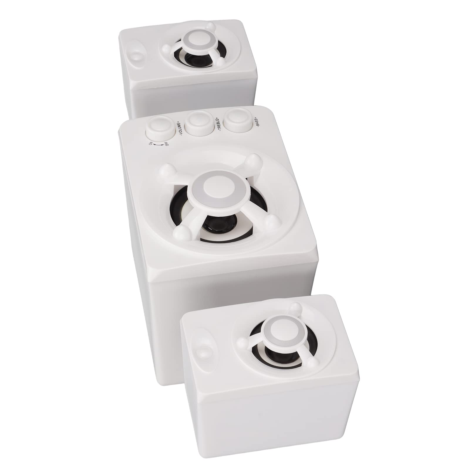 Yctze 2. Haut-parleurs d'Ordinateur Alimentés par USB avec Lumière RVB Dynamique, Caisson de Basses et Contrôle du Son pour PC et Ordinateur Portable (Nouvelle Version Blanc)