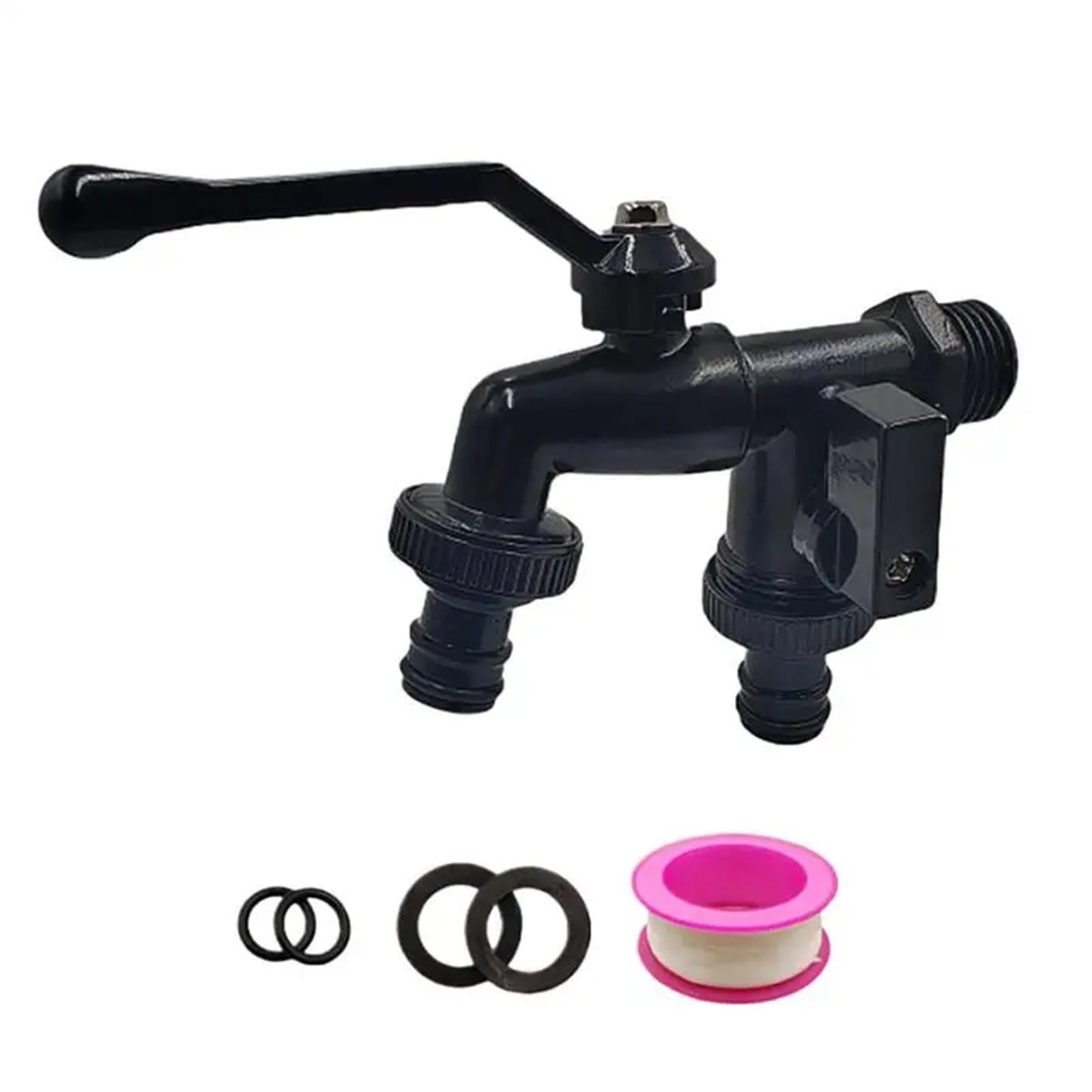 Outside Tap Garden Faucet 1/2 Inch Inlet Outdoor Double Outlets Water Faucet Watering Gardening Rust-Proof Faucet 2 Way