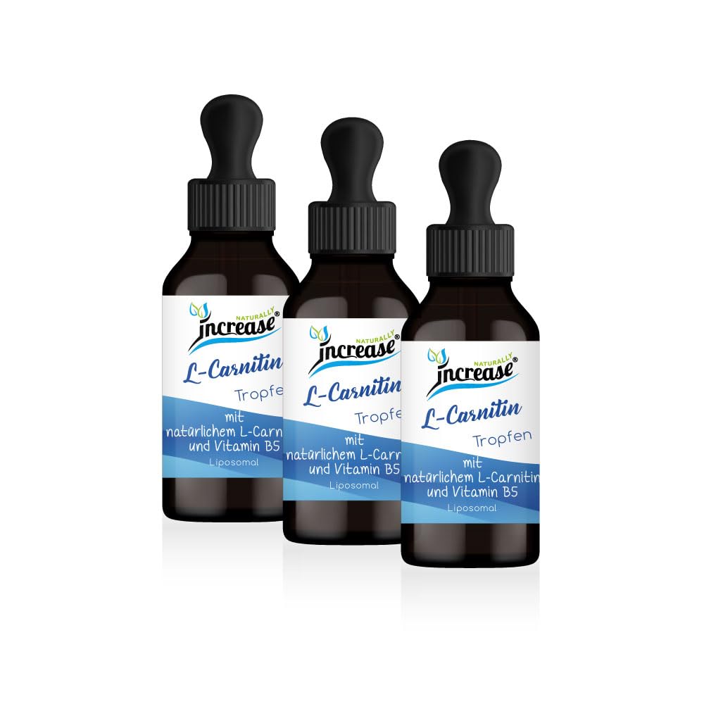 Nimm 3, zahl 2 Aktion Liposomale L-Carnitin Tropfen hochdosiert - (360.000mg in 3 Flaschen) 4000mg L-Carnitin pro Tagesdosis mit Vitamin B5 (Pantothensäure) - MCT Öl - Hohe Bioverfügbarkeit