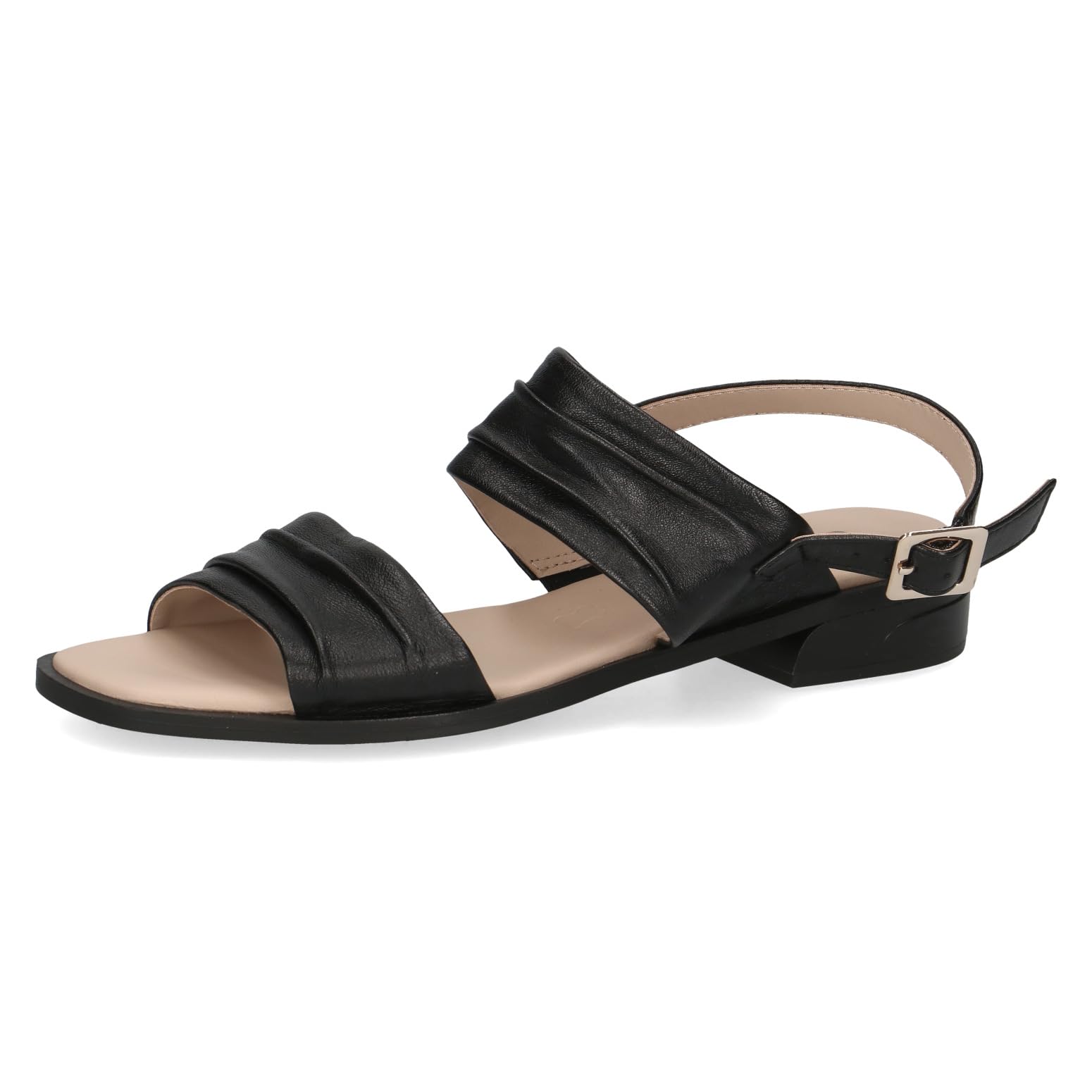 CAPRICE Women's Flat Leather Sandals with Footbed, Black (Black Softnap.), 6 UK
