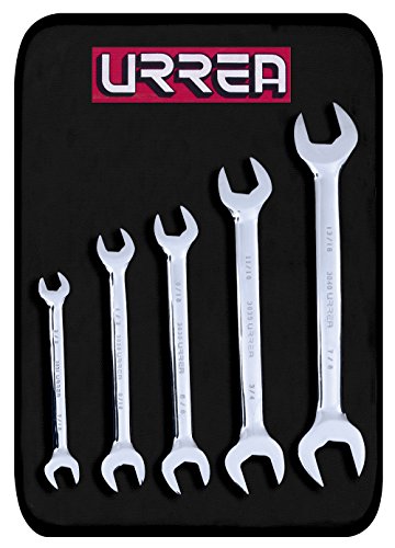 URREA 3000N 3/8-7/8-Inch Open End Wrench Set, Chrome