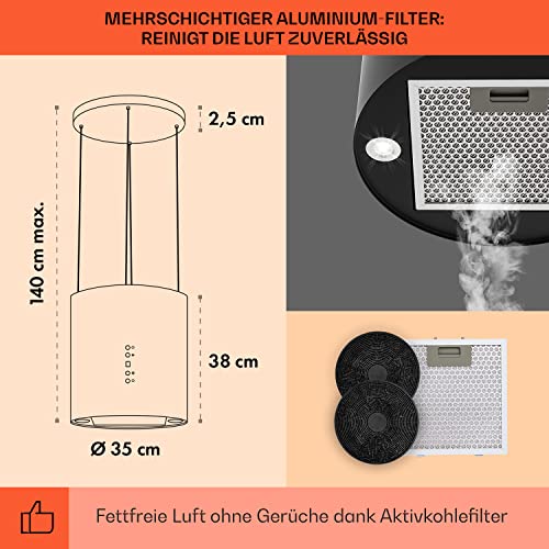 Klarstein Inselhaube Umluft Dunstabzugshaube leise