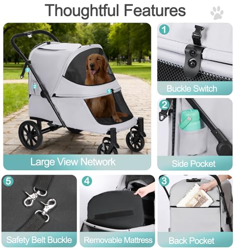 Image of Pet Stroller with Ramp for Large Dog up to 132lbs Portable&Foldable