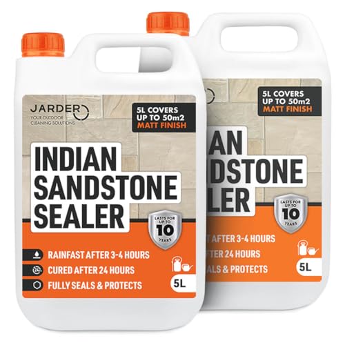 Jarder Indian Sandstone Patio Sealer 2 x 5L - Seal and Protect Your Patio Driveway and Paths for up to 10 Years - Weatherproof Sealant Solution - Covers 100m2