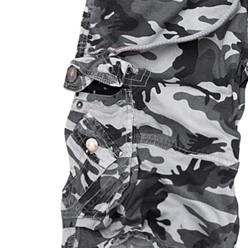 Short cargo gris camouflage pour homme coupe ample taille 50 FR - 5