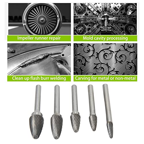 Set de 5 fresas rotativas de carburo con corte simple miniatura 7