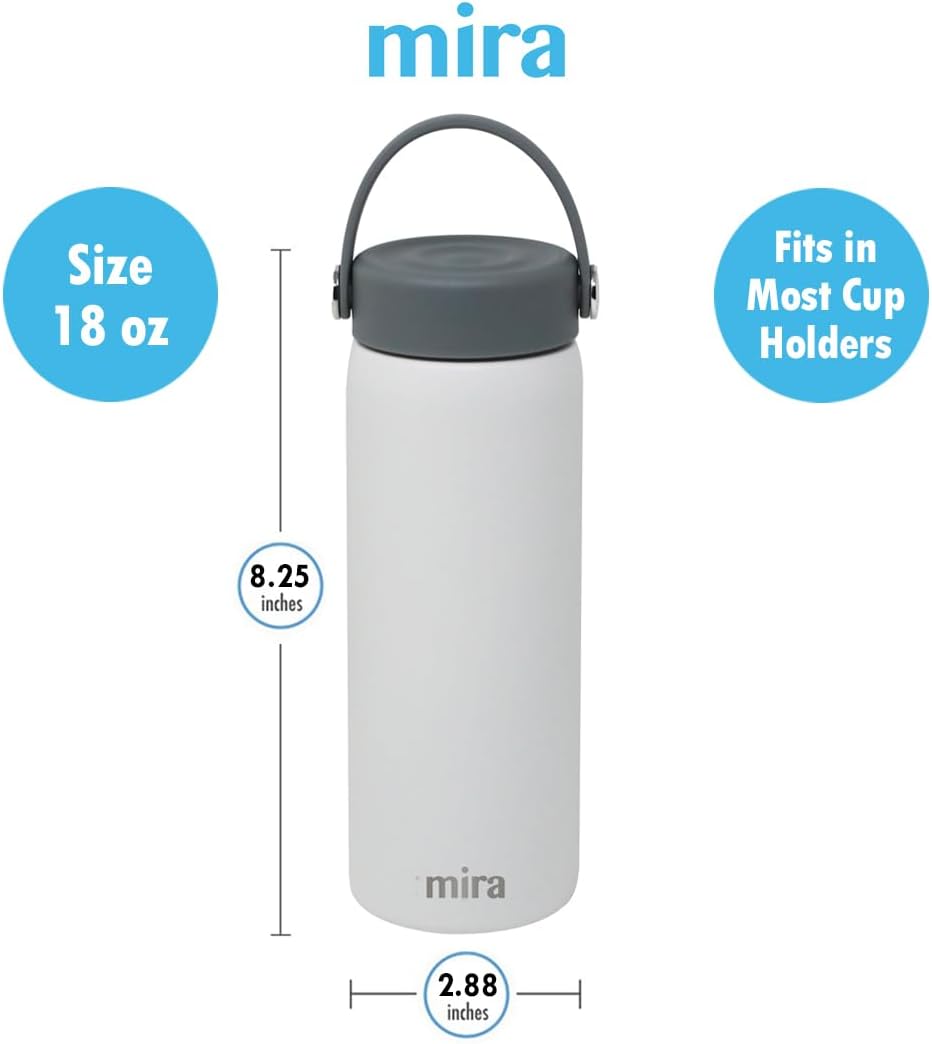 MIRA 18 oz Tea Infuser Thermo - Stainless Steel Travel Bottle with Removable Strainer for Loose Leaf Tea - Insulated Hot & Cold Brew Steeper - White - Image 8
