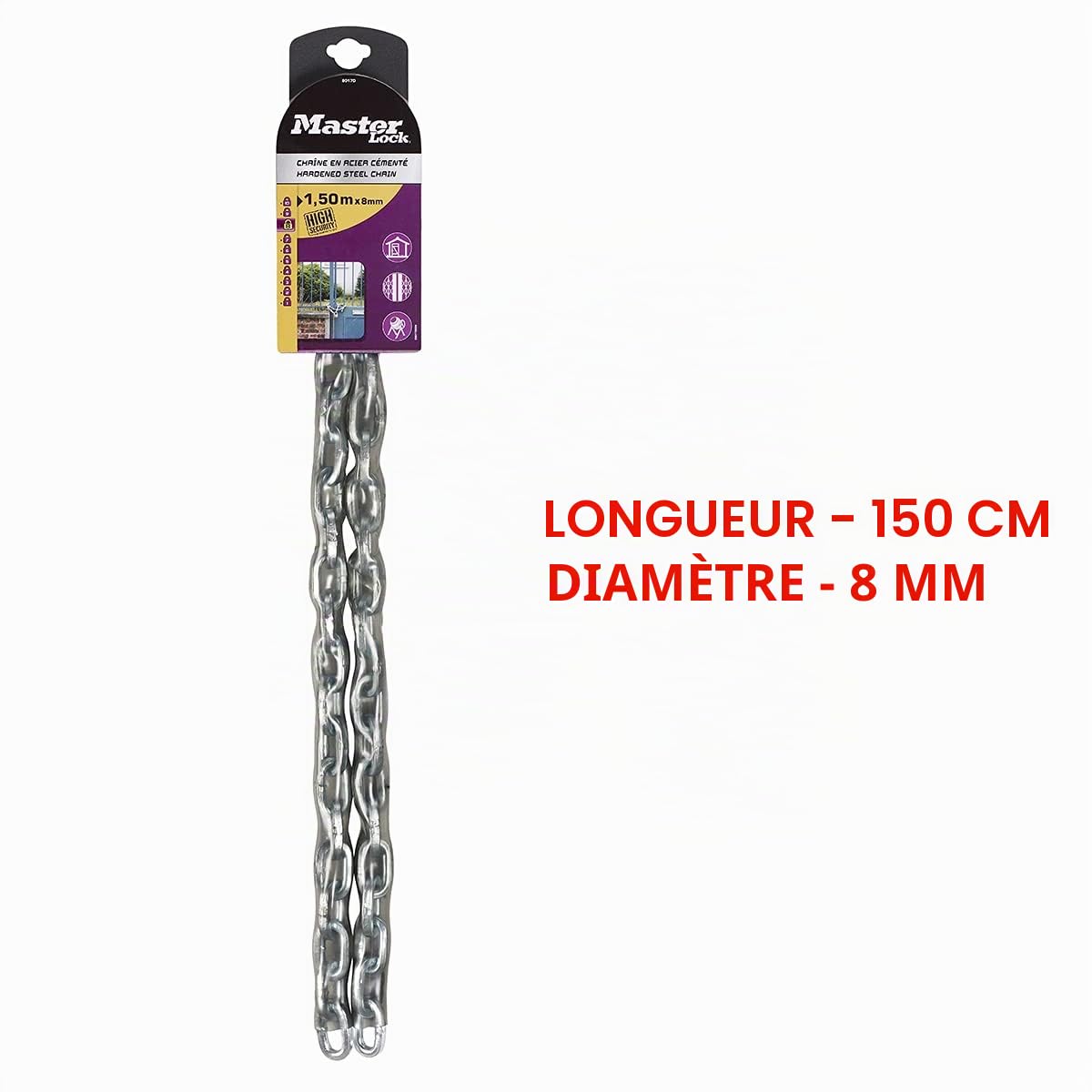 Master Lock 8017EURD Chaîne 1,5 m x 8 mm, transparent