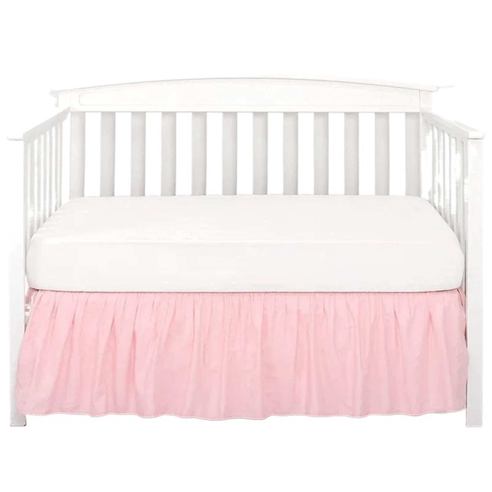 Zgcrumphant Boys Pink Crib Bed Skirt Add White Top Sheets -4 Sides Pleated Ruffles For Girls Toddler Nursery Bedspread For Bed(,70X140x36cm)