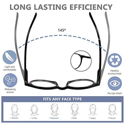 Image of Yogo Vision Blue Light Blocking Glasses Men Women Computer Anti Eyestrain Glasses Round Frame Blue Light Blocker Eyeglasses