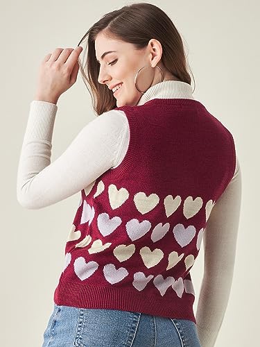 Image of Modeve Printed V Neck Sleeveless Sweater for Women||Winterwear||