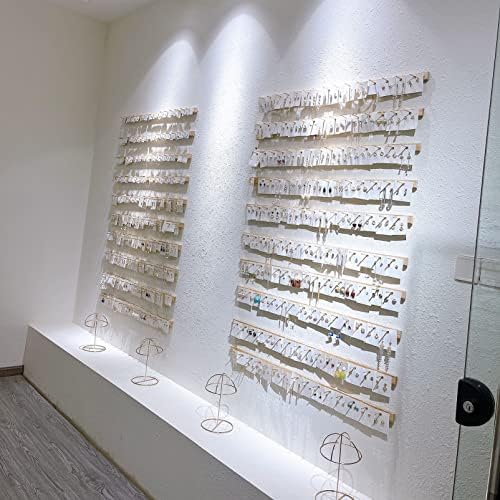 Wall Mounted Jewelry Organizer - 8 Pcs Solid Wood Necklace Hanger, Bracelet & Ring Holder, Boutique Display Shelves for Retail Shop & Commercial Merchandise