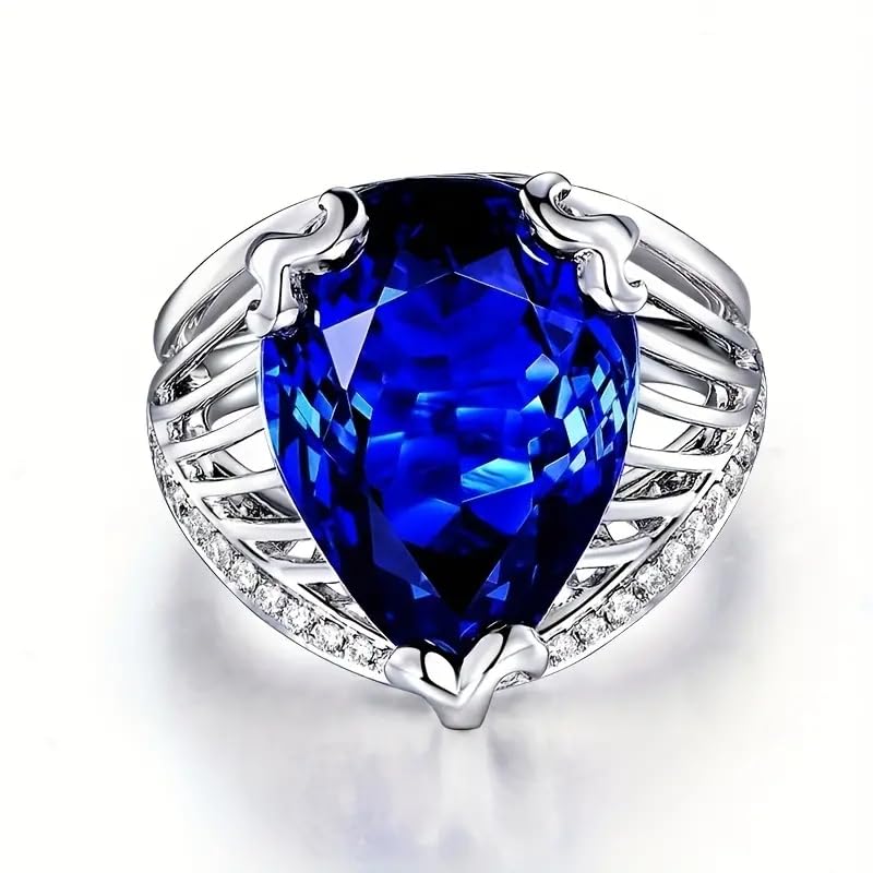 Sapphire Ring - 10K/14K/18K Solid Real Yellow Gold Men's Engagement/Promise Ring - Blue Sapphire - Size 4-182
