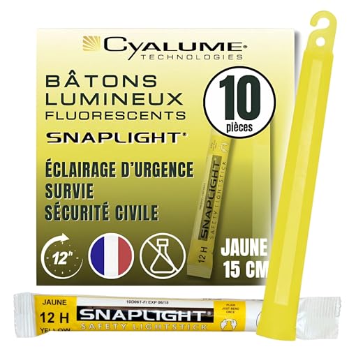 Cyalume SnapLight Yellow Glow Sticks – 6 Inch Industrial Grade, Ultra Bright Light Sticks with 12 Hour Duration (Pack of 10)