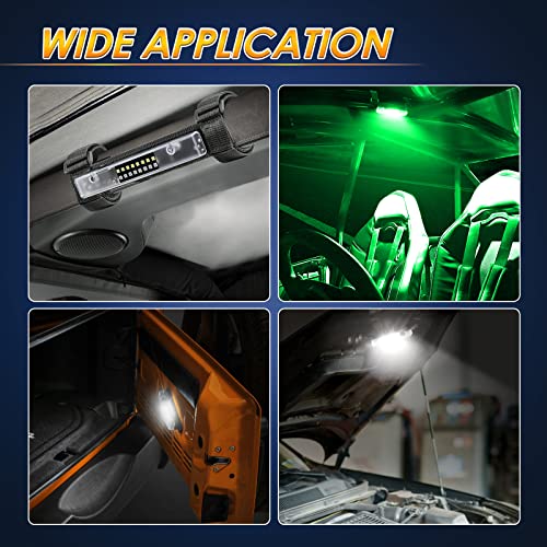 Roador 2Pcs Universal Roll Bar Mount Led Light Utv Dome Light W/Switch Car Interior Light Roll Cage Utility Light Map Light For Polaris Can Am Rzr Kawasaki Golf Car Trucks Atv - White/Green #TOP4