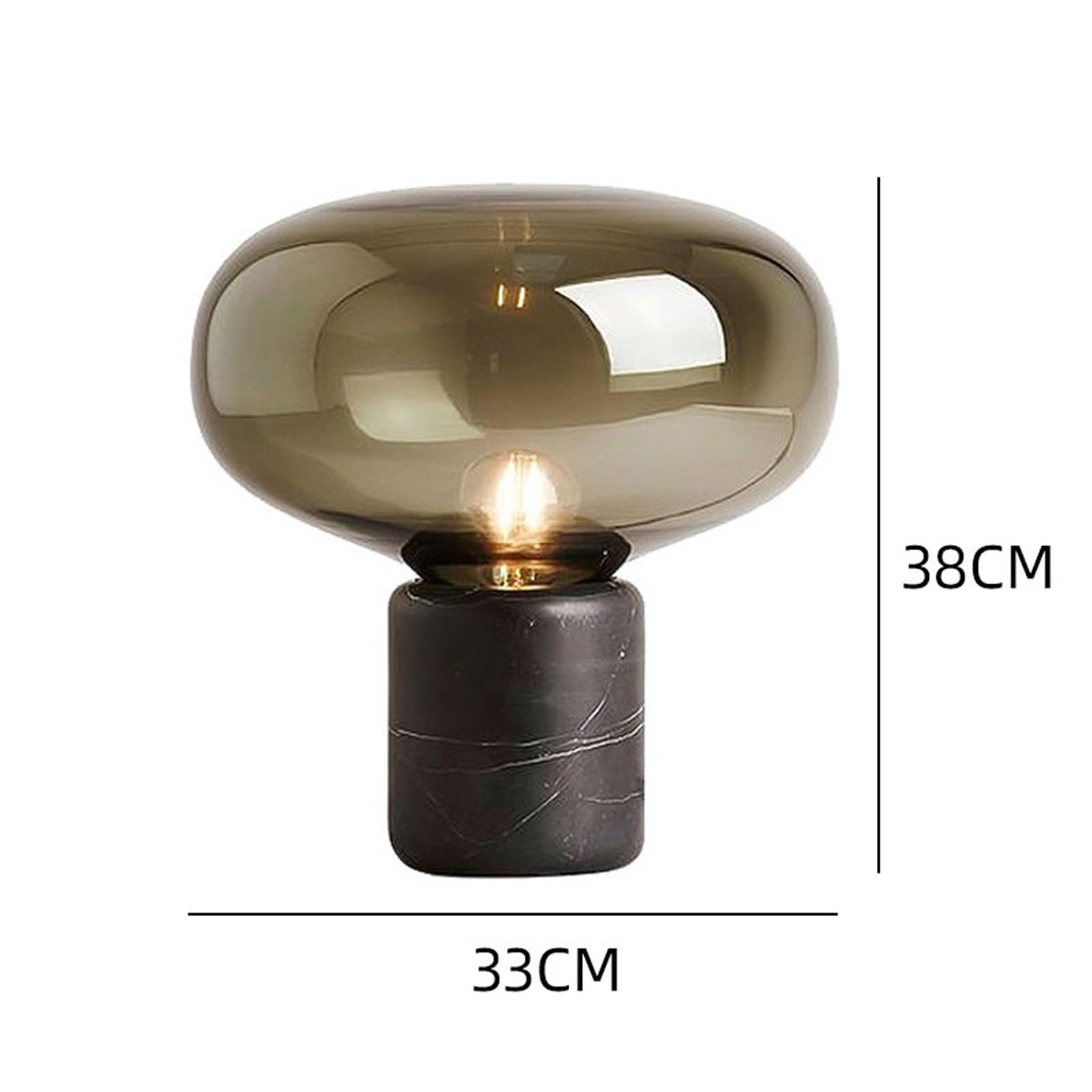 Lampa biurkowa Marmurowa lampa stołowa, szklany stolik do gabinetu, dekoracja nocna sypialni(Brown,Średni)