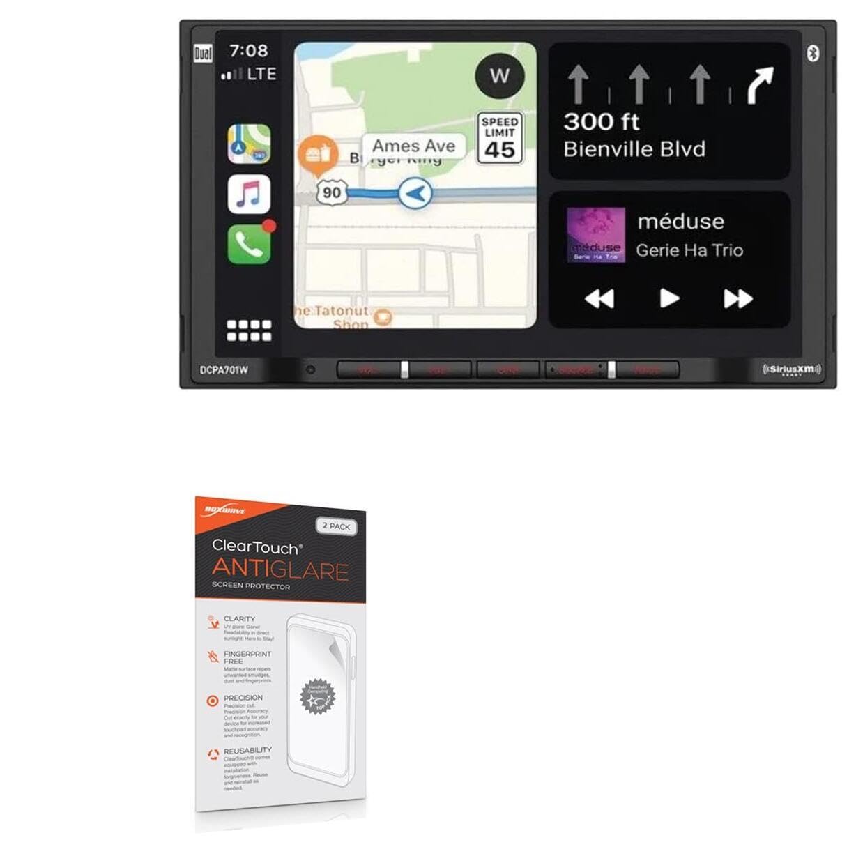 BoxWave Screen Protector Compatible with Dual Electronics DCPA701 - ClearTouch Anti-Glare (2-Pack), Anti-Fingerprint Matte Film Skin