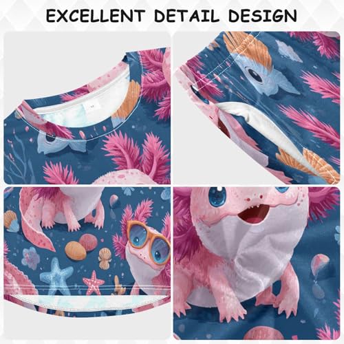 Cute Axolotls Pink Sea Soft Pajama Set for All Seasons,Breathable Pjs Long Sleeve Sleepwear,Comfy Loungewear 2 Piece Underwear Set 3T3