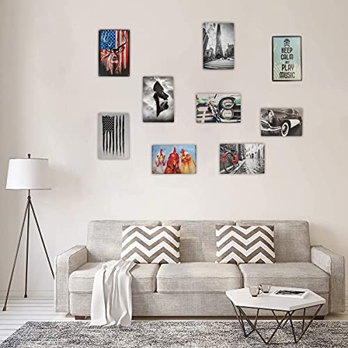 Hunting Metal Tin Sign Wall Man Cave Decor Poster, American Flag Deer Vintage Sign Metal Poster Plaque For House Bar Pub Wall Art Sign-12X8 In #TOP5