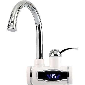 Electric Tap with Instantaneous Water Heater Btstil 360  Rotatable Stainless Steel Instantaneous Water Heater Tap Electric Heating Tap 220 V with LCD Temperature Display for Kitchen [Energy Class A]